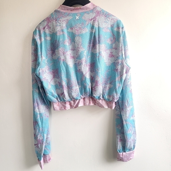 New LoveShackFancy x Hurley Cropped Bomber Jacket Under The Sea NWT Small - Picture 10 of 16
